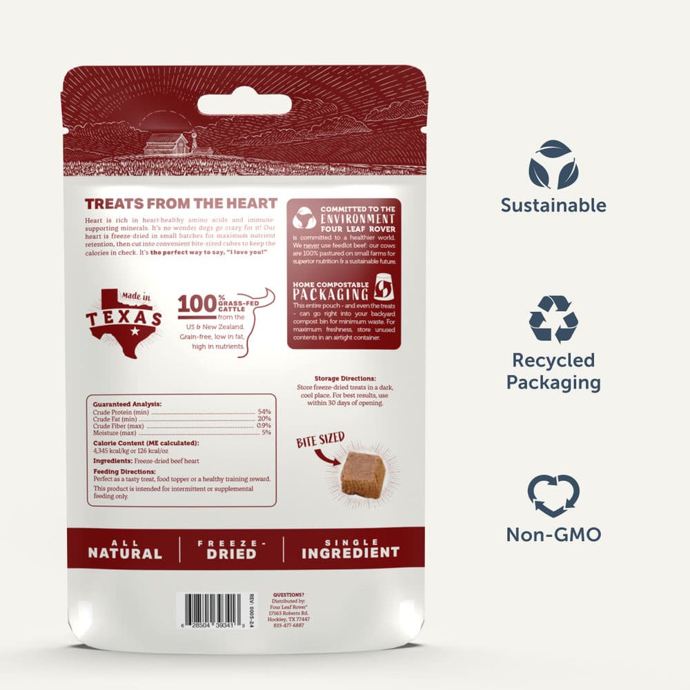 Four Leaf Rover BEEF HEART Freeze-Dried Treats for Dogs