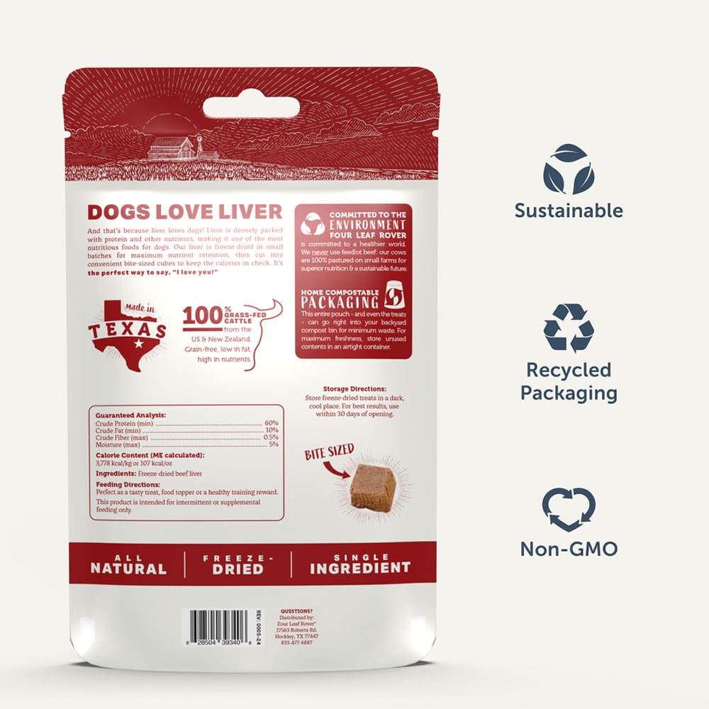 Four Leaf Rover BEEF LIVER Freeze-DriedTreats for Dogs